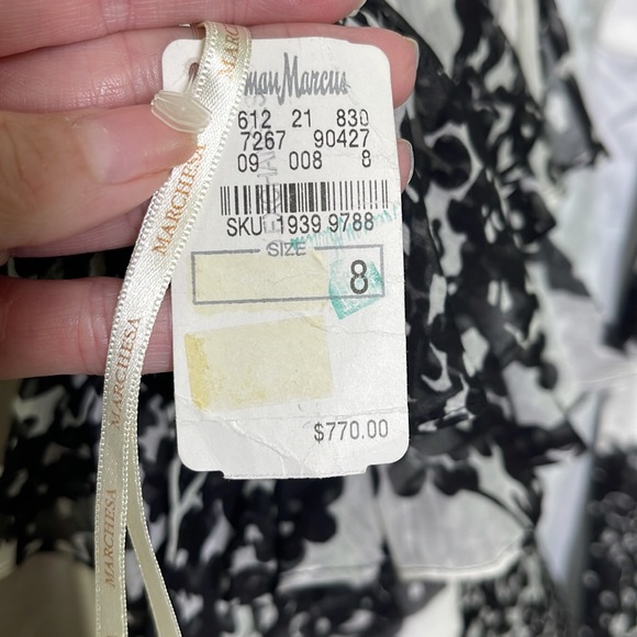 NWT! Marchesa Notte Tiered Ruffle Spaghetti Strap Mini Dress Black White… - Picture 12 of 13